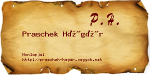 Praschek Hágár névjegykártya